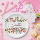Kerst Elegante Aquarel Papieren Bordje (Feest)