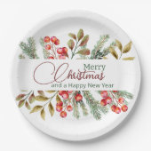 Kerst Elegante Aquarel Papieren Bordje (Voorkant)