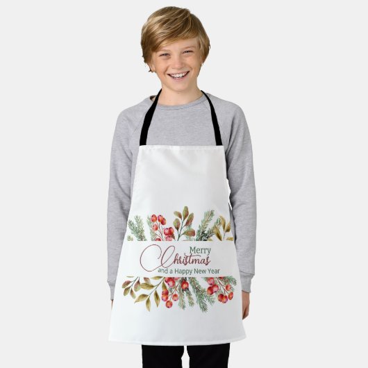 Kerst Elegante Aquarel Schort (Gedragen)