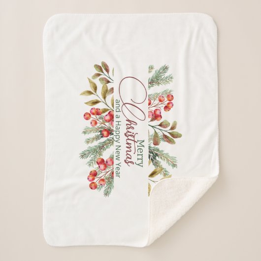 Kerst Elegante Aquarel Sherpa Deken (Voorkant)