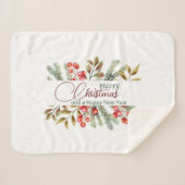 Kerst Elegante Aquarel Sherpa Deken (Voorkant (horizontaal))