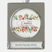 Kerst Elegante Aquarel Verzilverd Banner Ornament (Voorkant)