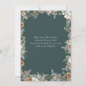 Kerst Elegante Donkergroene Waterverf Botanisch Feestdagenkaart (Achterkant)