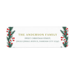 Kerst Elegante Hulstbes Retouradres Etiket