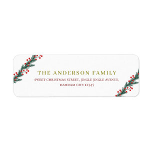 Kerst Elegante Hulstbes Retouradres Etiket