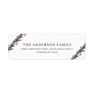 Kerst Elegante Hulstbes Retouradres Etiket