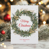 Kerst Elegante rode groene krans vakantie Kaart