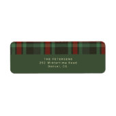 Kerst elegante rood groene plaid retour adres etiket (Voorkant)