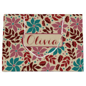 Kerst Elegante Vintage Bloemen Custom Name Groot Cadeauzakje (Voorkant)