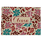 Kerst Elegante Vintage Bloemen Custom Name Groot Cadeauzakje (Achterkant)