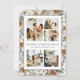 Kerst Elegante Waterverf Botanisch gebladerte Feestdagenkaart