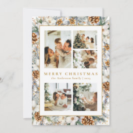 Kerst Elegante Waterverf Botanisch gebladerte Feestdagenkaart