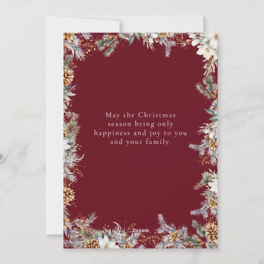 Kerst Elegante Waterverf Botanisch gebladerte Feestdagenkaart (Achterkant)