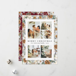 Kerst Elegante Waterverf Botanisch gebladerte Feestdagenkaart