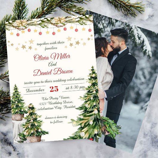 Kerst Elegante Winter Bruiloft Kaart
