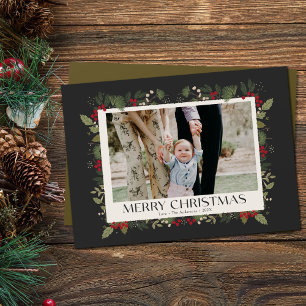 Kerst Elegante Winter Holly Botanische foto Feestdagenkaart