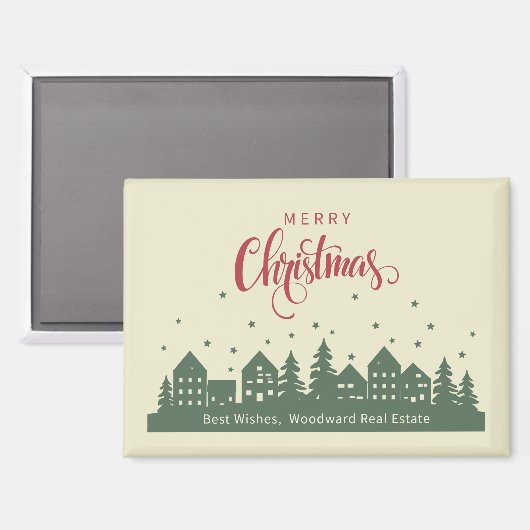 Kerst Elegante Winterhuizen | Aangepaste makelaar Magneet (Voorkant / Achterkant)