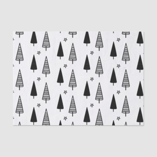 Kerst Elegante Zwarte Witte Boom Tissuepapier (Voorkant)