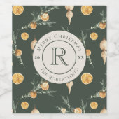 Kerst Elegantie: Bos Groene Waterverf Wijn Etiket (Enkel label)