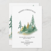 Kerst Elegantie: Groene en Gouden Pijnboom Feestdagenkaart (Voorkant / Achterkant)