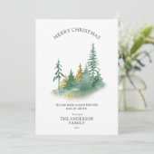 Kerst Elegantie: Groene en Gouden Pijnboom Feestdagenkaart (Staand voorkant)