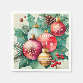 Kerst Elegantie in Waterverf Servet