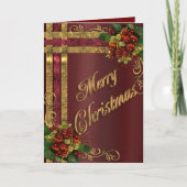 Kerst elegantie kaart goud en rood Victoriaans (Voorkant)