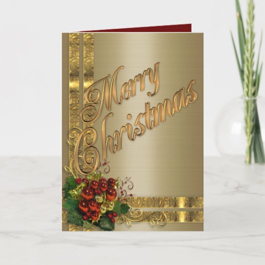 Kerst elegantie kaart goud en rood Victoriaans (Voorkant)