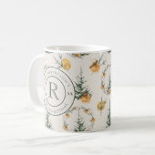 Kerst Elegantie: Monogrammed Pas getrouwd Koffiemok (Voorkant links)