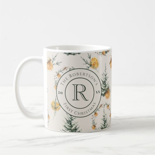 Kerst Elegantie: Monogrammed Pas getrouwd Koffiemok (Links)