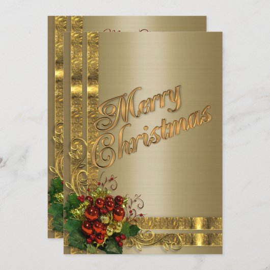 Kerst elegantie platte kaart goud Victoriaans (Voorkant / Achterkant)