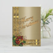 Kerst elegantie platte kaart goud Victoriaans (Staand voorkant)
