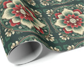 Kerst Elegantie: Tijdloos Holly krans patroon Cadeaupapier (Rol Hoek)