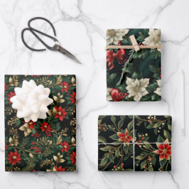 Kerst Elegantie: Tijdloos Holly krans patroon Inpakpapier Vel