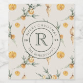 Kerst Elegantie: Warm Winter Waterverf Wijn Etiket (Enkel label)