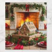 Kerst Elegantie Wijn Etiket (Enkel label)