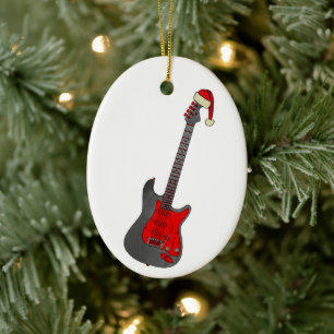 Kerst-elektrische gitaar keramisch ornament