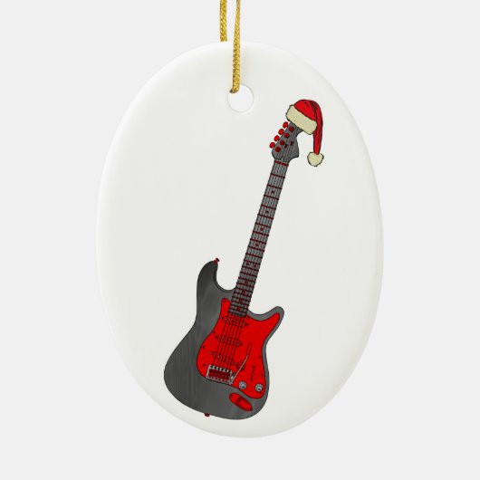 Kerst-elektrische gitaar keramisch ornament (Achterkant)