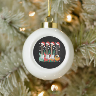 Kerst Elektrische Gitaren Kerstman Hoed Hulst Kers Keramische Bal Ornament