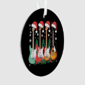 Kerst Elektrische Gitaren Kerstman Hoed Hulst Kers Ornament (voorkant)