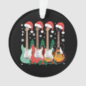Kerst Elektrische Gitaren Kerstman Hoed Hulst Kers Ornament (voorkant)
