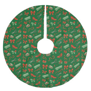 Kerst element met rode lint en rode schoenen kerstboom rok