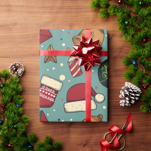 Kerst Elementen  Cadeaupapier (Feestdagen Geschenken)