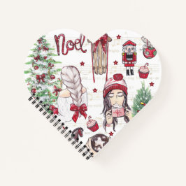 Kerst-elementen met rode Waterverf Notitieboek