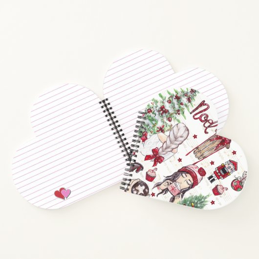 Kerst-elementen met rode Waterverf Notitieboek (Binnen)