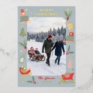 Kerst Elementen Mist Folie Feestdagenkaart