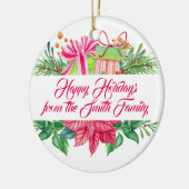 Kerst Elementen Prettige Feestdagen Foto Keramisch Ornament (Links)