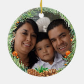 Kerst Elementen Prettige Feestdagen Foto Keramisch Ornament (Achterkant)