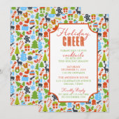Kerst Elementen Typografie Vakantie Cheer Party Kaart (Voorkant / Achterkant)