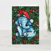 kerst-elephant Holly Yule Feestdagen Kaart (Voorkant)